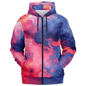 Vaporwave Zip Hoodie: Seamless Graphic Art - Streetwear Style