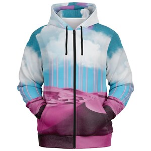 Sudadera con capucha y cremallera Electric Desert Vaporwave: forro polar gráfico sin costuras