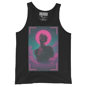 Camiseta sin mangas con gráfico de decadencia, camiseta sin mangas con gráfico de ondas de vapor, camiseta sin mangas con gráfico retro, camiseta sin mangas de estilo urbano, camiseta sin mangas con gráfico de los años 90
