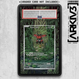 May include: A black plastic protective slab containing a Tapu Bulu trading card with a jungle illustration. The card features the text Tapu Bulu, 140 HP, and Wood Hammer 220. The slab has a PSA label at the top and ARKNV3 branding on the side.