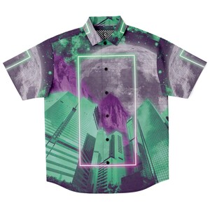 City of Radiance Button Down Shirt Vaporwave Button Down Retro Button Down Streetwear Button Down 90s Button Down Aesthetic Button Down
