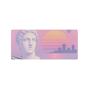 Alfombrilla de escritorio Corinthian, alfombrilla de escritorio Vaporwave, alfombrilla de escritorio retro, alfombrilla de escritorio de los 90, alfombrilla de escritorio estética, alfombrilla de escritorio Synthwave, alfombrilla de escritorio vintage