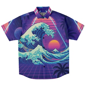 Neonami Button Down Shirt Vaporwave Button Down Retro Button Down Streetwear Button Down 90s Button Down Aesthetic Button Down