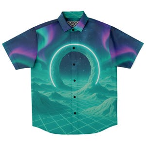 Astral Gateway Button Down Shirt Vaporwave Button Down Retro Button Down Streetwear Button Down 90s Button Down Aesthetic Button Down