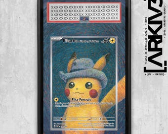 ピカチュウのグレーのフェルト帽をかぶったカスタムポケモンカード
