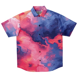 Quantum Tides Button Down Shirt Vaporwave Button Down Retro Button Down Streetwear Button Down 90s Button Down Aesthetic Button Down