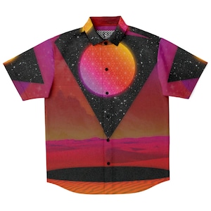 Desert Continuum Button Down Shirt Vaporwave Button Down Retro Button Down Streetwear Button Down 90s Button Down Aesthetic Button Down