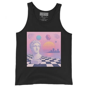 Camiseta sin mangas con gráfico corintio Camiseta sin mangas con gráfico vaporwave Camiseta sin mangas con gráfico retro Camiseta sin mangas estilo streetwear Camiseta sin mangas con gráfico de los años 90