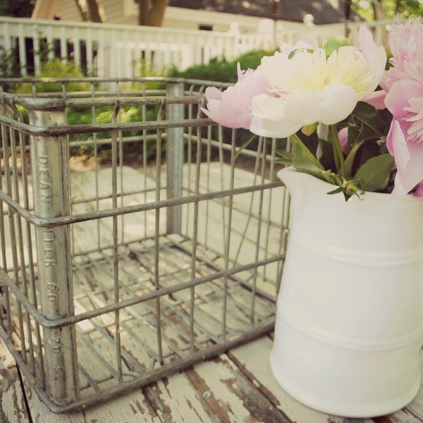 Vintage Metal Milk Crate