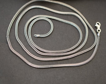 Chaîne en corde oxydée en argent sterling, chaîne tissée à Bali, collier en chaîne noire tressée de 1,6 mm de large, chaîne rustique pour pendentifs