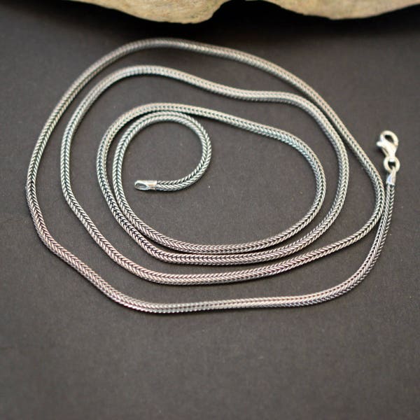 Chain sterling silver oxidized rope chain, bali woven chain, braided black chain necklace 1.6mm wide, rustic chain for pendants