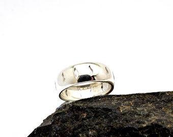 Bague ronde bombée pour femme en argent sterling, motif découpé, bague simple et brillante taille 7, cadeau pour elle