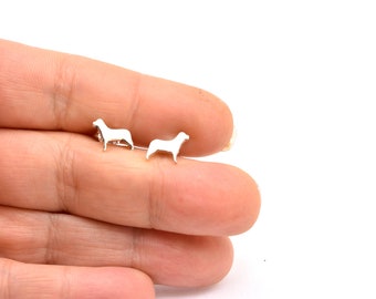 Sterling silver dog studs , animal silhouette  post earrings,  handmade  jewelry for teenagers and girls