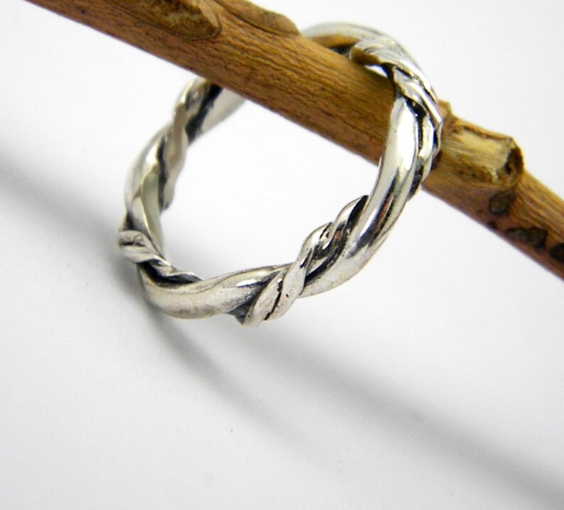 Braided Band Ring Solid Sterling Silver Twisted Thick Rope Stacking ...