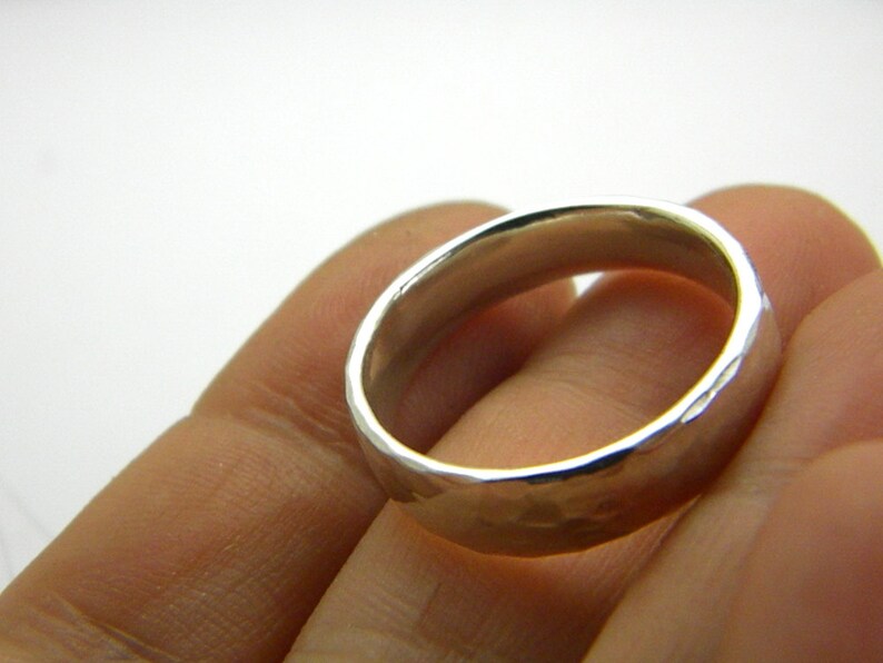 Hammered Silver Ring for Men Sterling Silver Solid Band Ring Etsy
