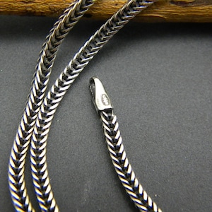 sterling silver chain oxidized wheat chain, bali woven chain, braided rope chain necklace, unisex chain for rustic pendants for men or women