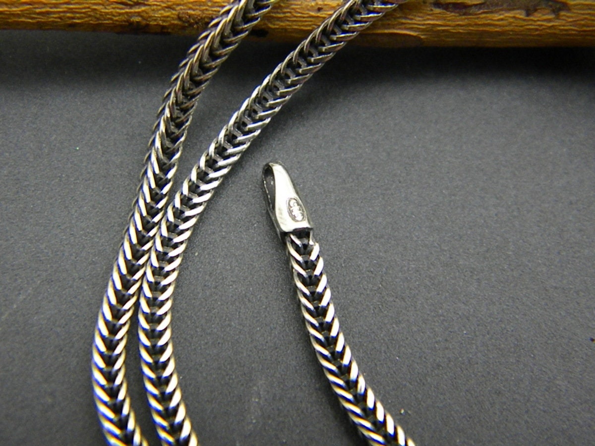 sterling silver chain oxidized wheat chain, bali woven chain, braided rope chain necklace, unisex chain for rustic pendants for men or women