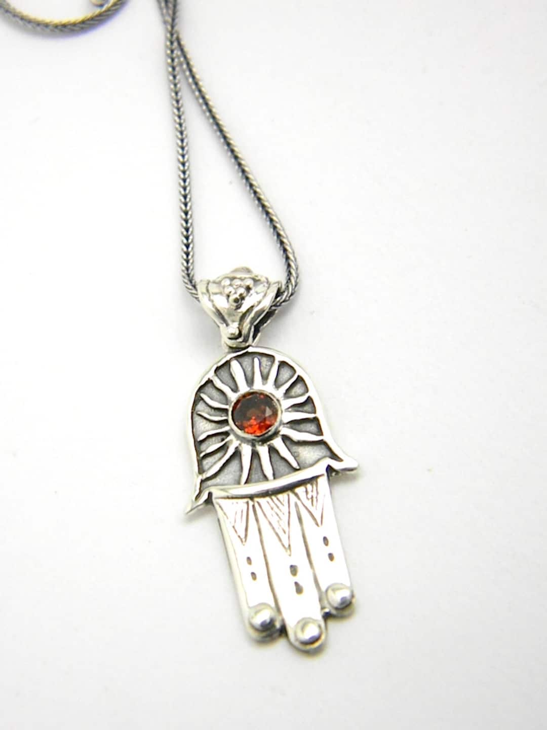 Sz 8-10 Hamsa Ring 925 Sterling Silver Hand of Fatima Khamsa Protection Gift