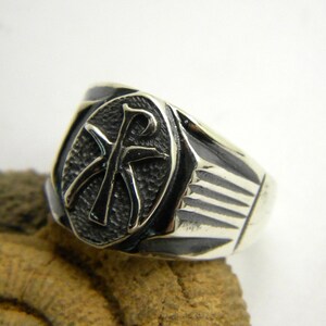 Sterling Silver Men's Ring Chi Rho Symbol Christogram - Etsy