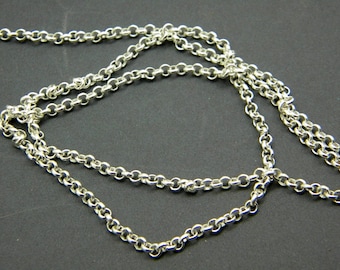 Cadena rolo de plata de ley, collar brillante unisex de eslabón de cable resistente, cadena belcher terminada 925