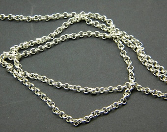 Sterling Silber Rolo-Kette, robuste Unisex glänzende Kabelverbindung, fertige Erbskette 925