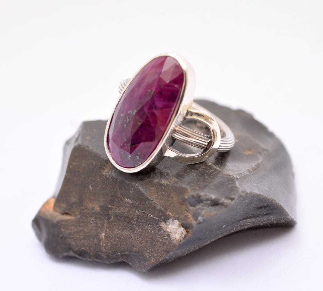 Handmade Sterling Silver Ring With Ruby Gemstone Size 57 | Artisan ...