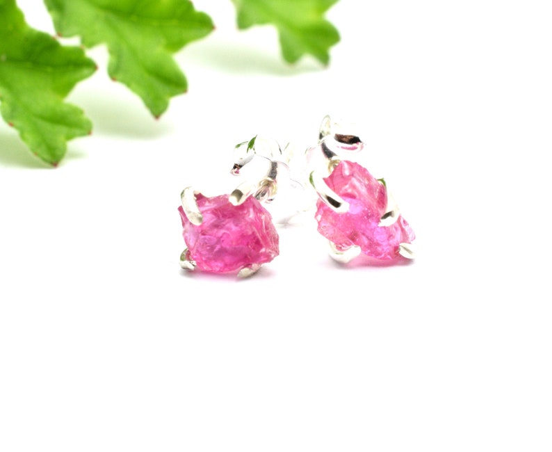 Raw Ruby Stud Earrings Sterling Silver Small Ruby Earrings - Etsy