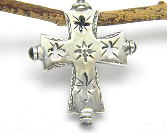 Sterling Silver cross pendant orthodox style reversible cross confirmation gift, Christianity religious symbol