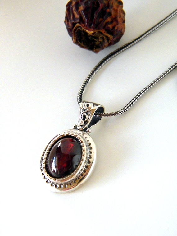 Sterling Silver Garnet Pendant Solid 14 mm 22 mm Pendants /& Charms Jewelry