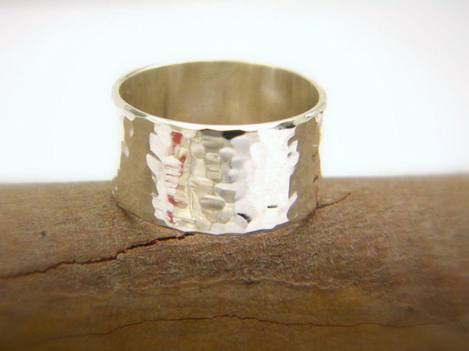 Sterling Silver Hammered Ring Wide Band Silver Ring Size 7 - Etsy