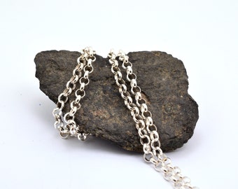 Sterling silver rolo 4 mm chain necklace , unisex  belcher link chain 22 inches long  finished shinny 4mm necklace for him or for her