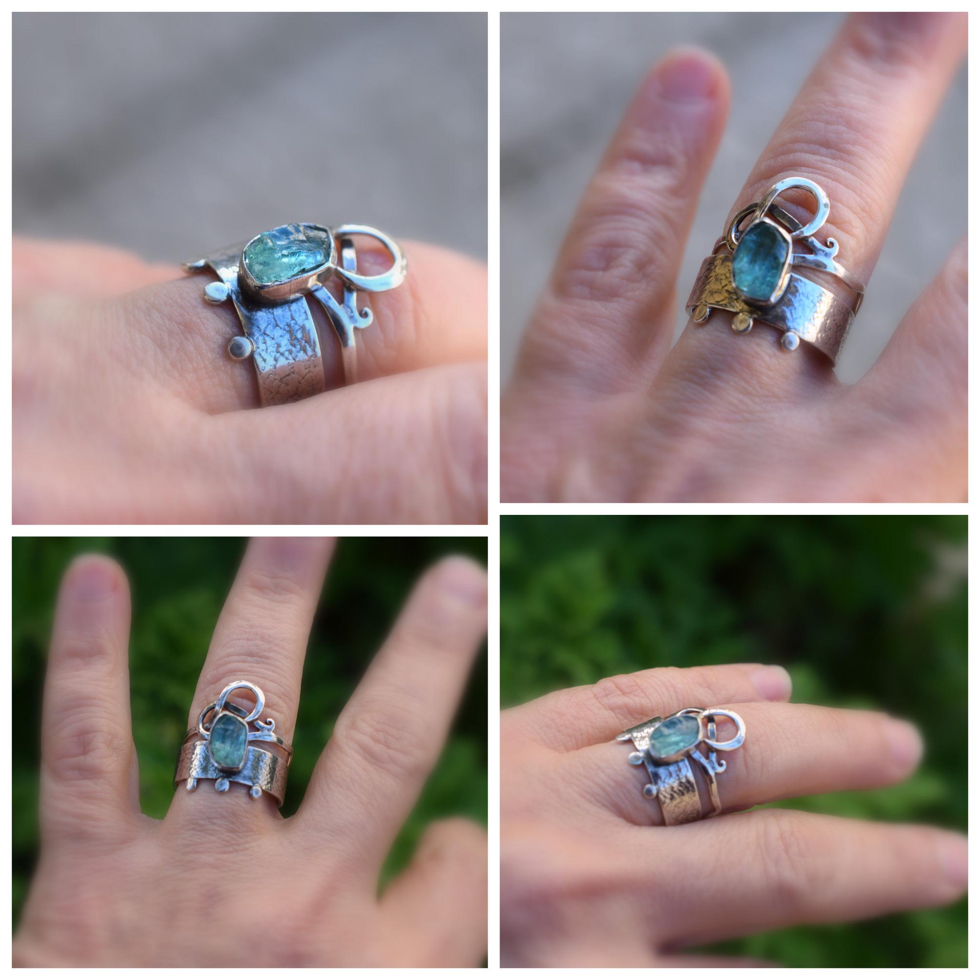 Bague En Argent 925 Avec Apatite Néon Bleue Naturelle - Taille 7 - Faite Main En Inde