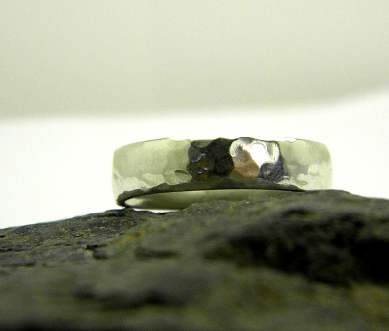 Hammered Silver Ring for Men Sterling Silver Solid Band Ring Etsy