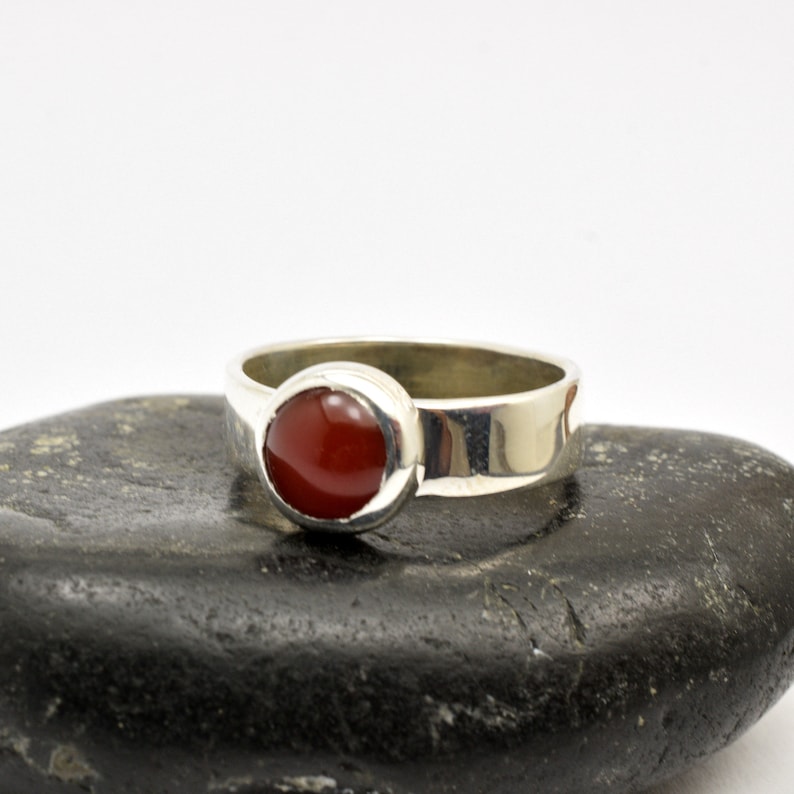 carnelian jewelry red agate gemstone minimalist ring size 8 or 6.5 Carnelian ring in sterling silver simple stone ring mother/'s gift