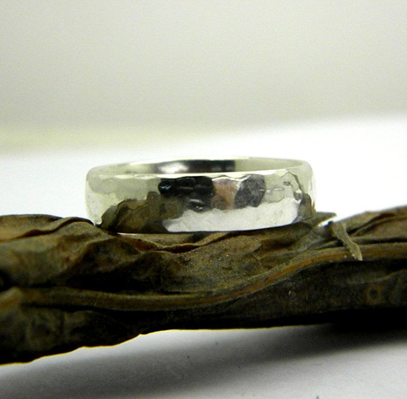 Hammered Silver Ring for Men Sterling Silver Solid Band Ring Etsy