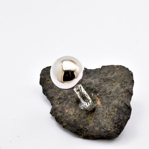 Sterling silver shinny ball ring contemporary modernist geometric jewelry, gift for her