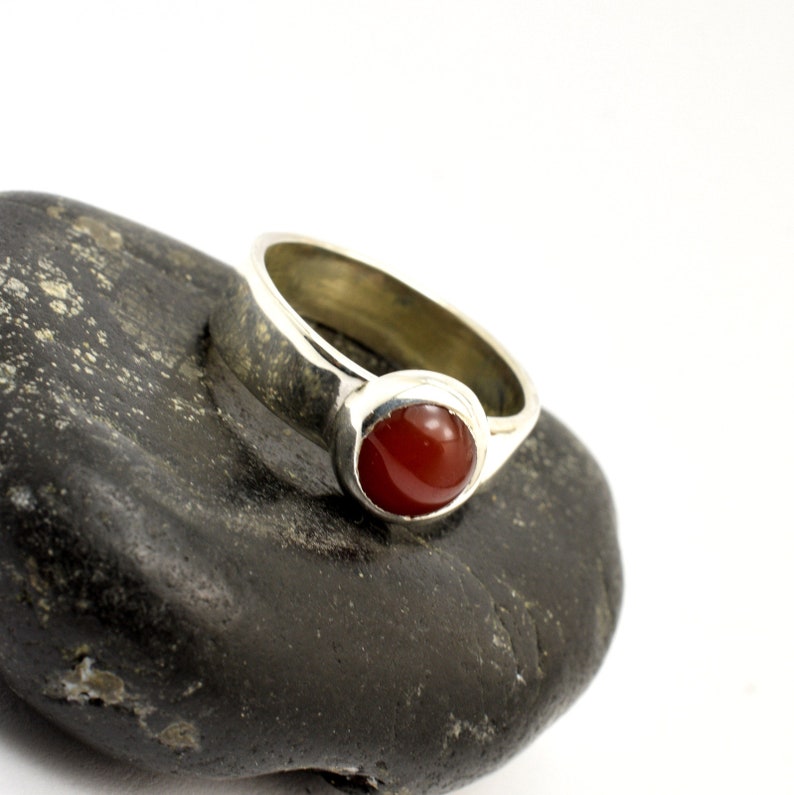 carnelian jewelry red agate gemstone minimalist ring size 8 or 6.5 Carnelian ring in sterling silver simple stone ring mother/'s gift