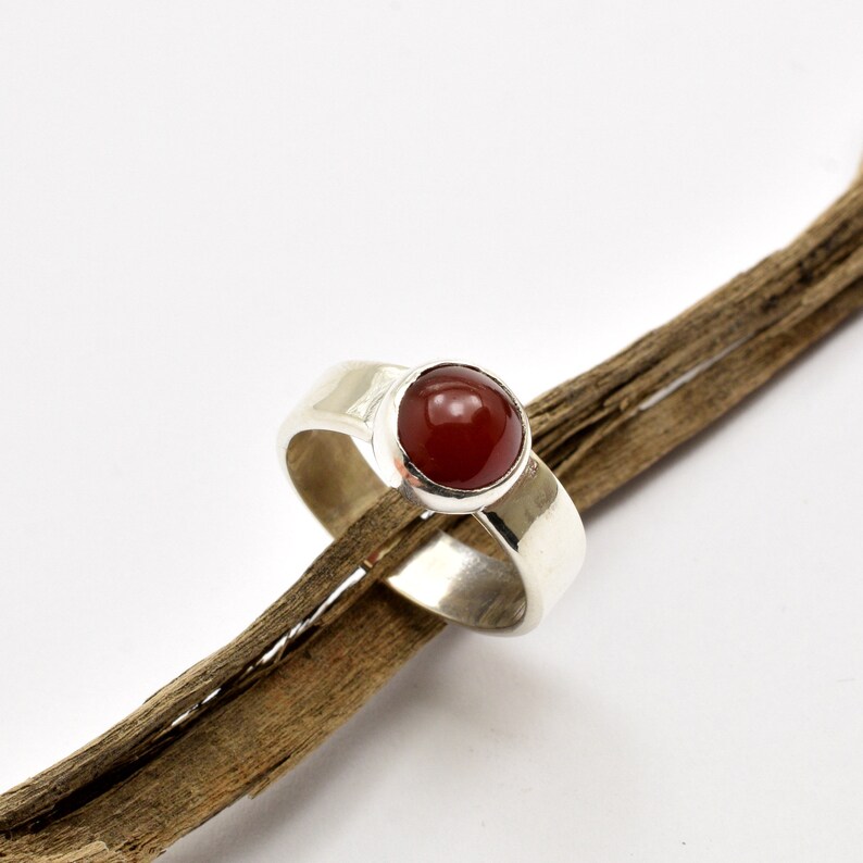 carnelian jewelry red agate gemstone minimalist ring size 8 or 6.5 Carnelian ring in sterling silver simple stone ring mother/'s gift