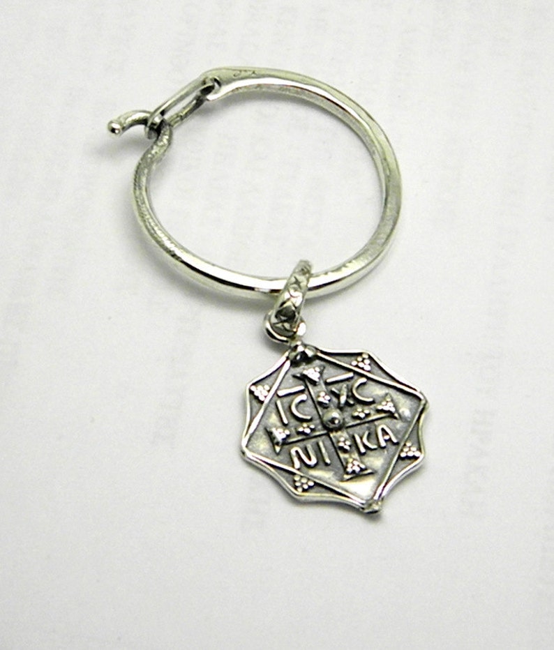 Sterling Silver Keyring key Chain Cross St Christopher 925 Etsy