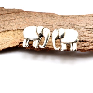 Silver elephant studs post earrings,  handmade jewelry for teenagers  - good luck animal