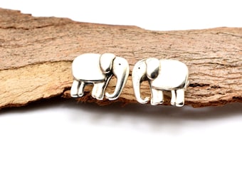 Silver elephant studs post earrings,  handmade jewelry for teenagers  - good luck animal