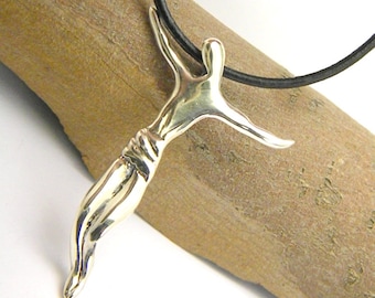 Crucifix cross sterling silver Pendant, modern cross , handmade sculpture Jesus Christ cross handmade