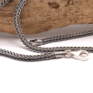 Oxidized chain sterling silver wheat chain 2.10 mm bali woven chain braided rope chain 20" 22" 24" 26" inches necklace chains for pendants