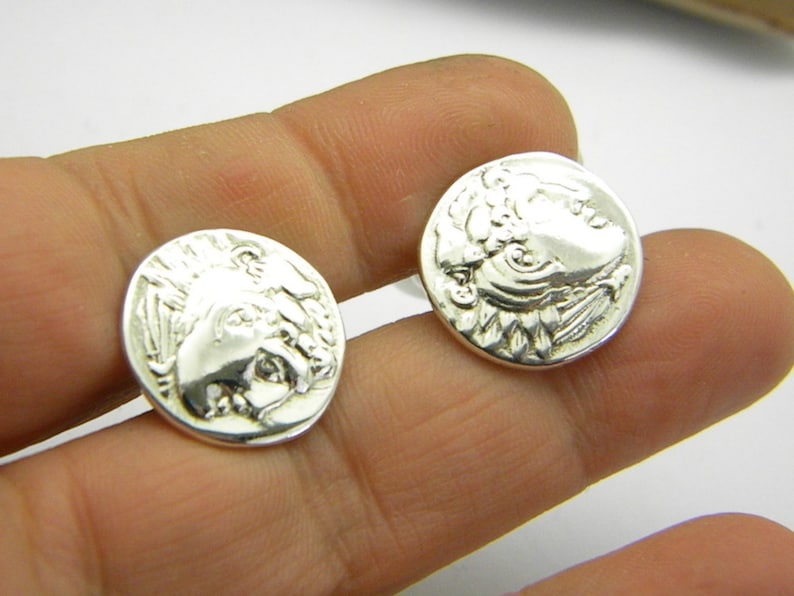 men/'s cuff link antique style wedding gift Sterling silver cufflinks Alexander the Great men jewelry men accessories gift for men