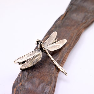 Small silver dragonfly brooch nature inspired insect gift - oxidized sterling silver pin dragon fly vintage style
