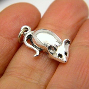 Sterling silver mouse pendant - mouse charm