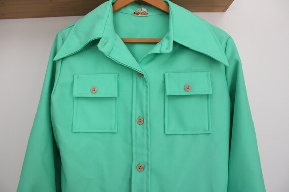 Vintage 1970s Mint Green Dixie Deb Blouse/ Vintag… - image 7