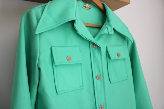 Vintage 1970s Mint Green Dixie Deb Blouse/ Vintag… - image 3