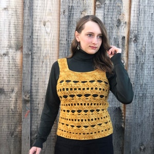 Crochet Pattern PDF - Goldenrod Tunic Vest, Pullover Lace Vest crochet pattern download sizes XS-2X