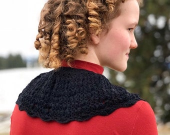 Crochet Pattern PDF for Eyelet Style Lace Collar, Crochet Collar Capelet Removable